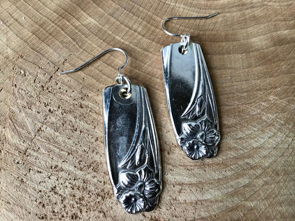 Handmade Stainless Steel Daffodil Silverware Earrings