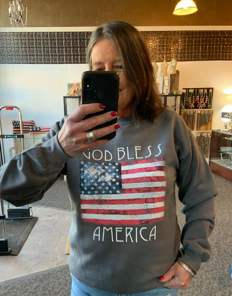 God Bless America Charcoal Sweatshirt S to XL