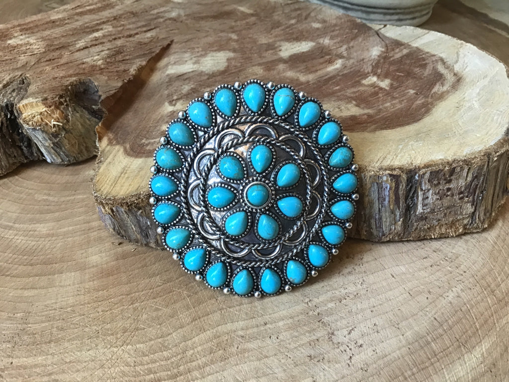 Turquoise Concho Brooch or Hat Pin