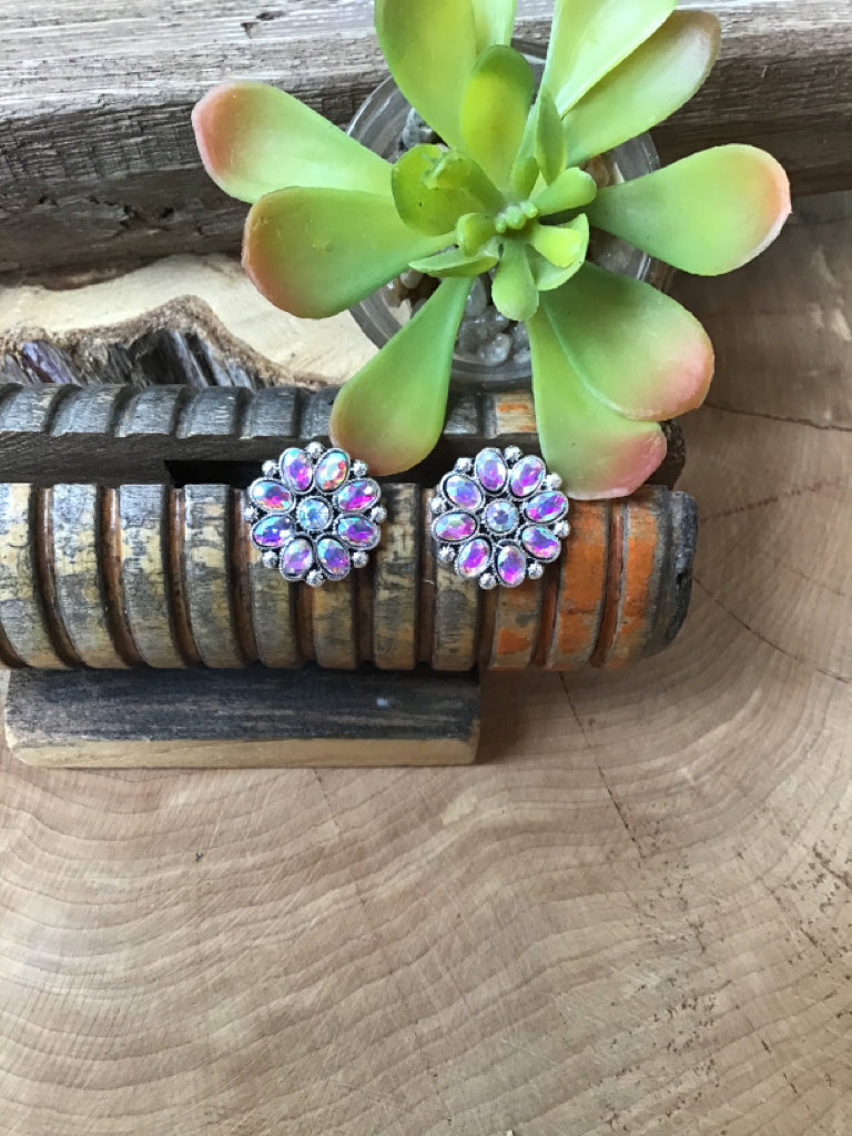 Pink Squash Blossom Stud Earrings