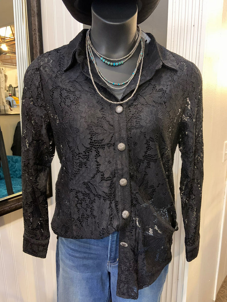 Black Lace Shirt - Small to 3X