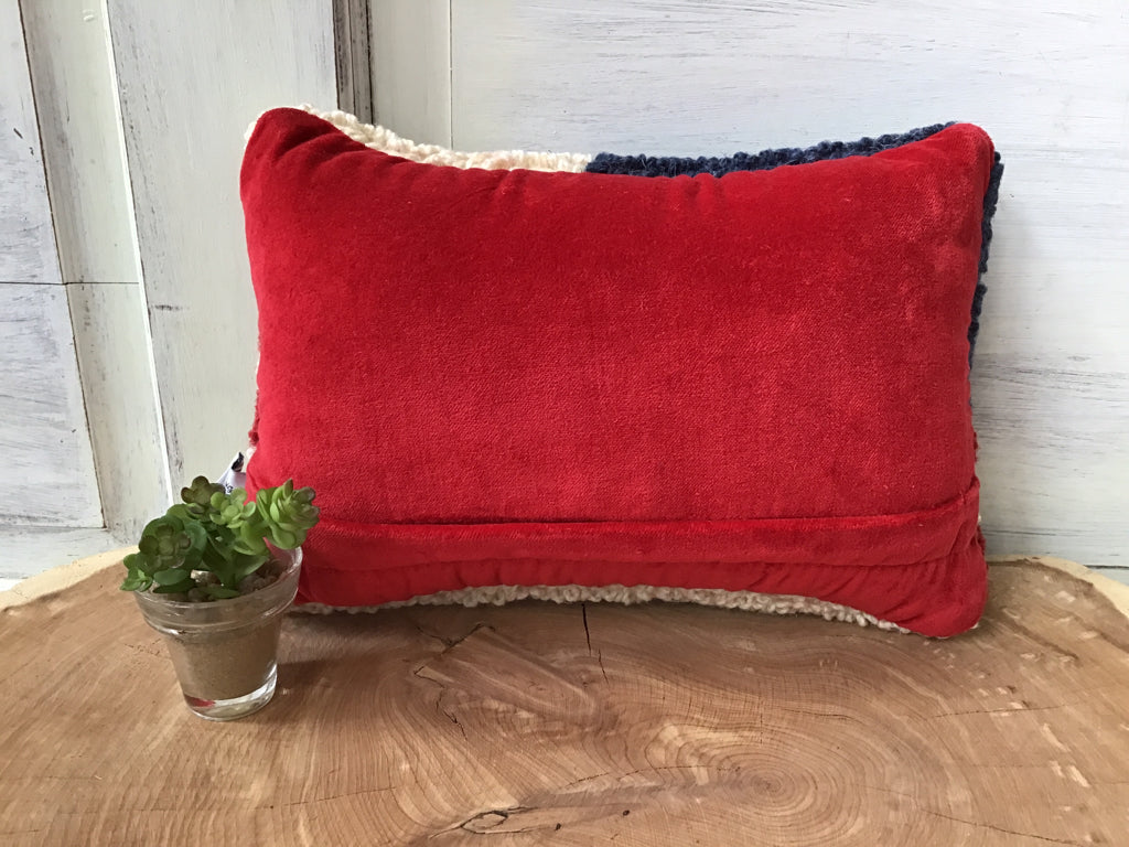 Hand Hooked Wool American Flag Pillow