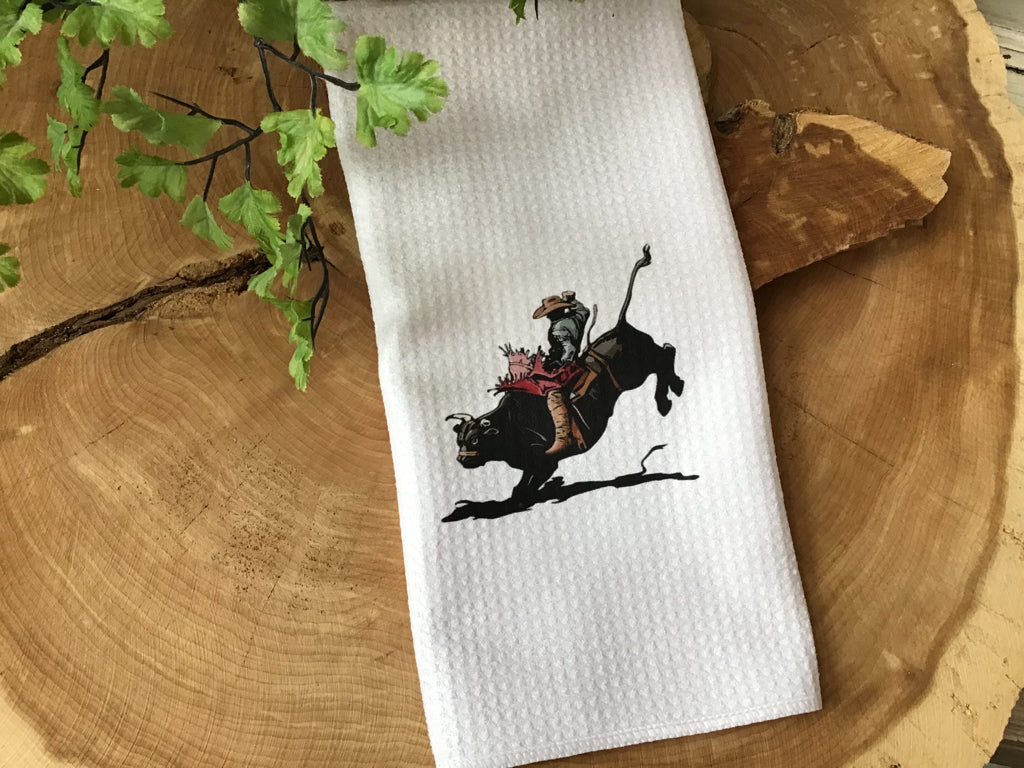 Bull Rider Waffle Towel