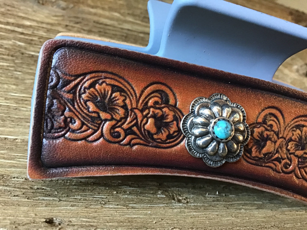 Concho & Tooled  Leather Hair Claw Clip