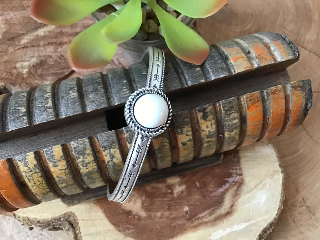 Natural White Stone Cuff Bracelet