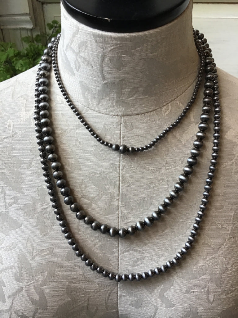 Navajo Style Pearl 4 Row Necklace