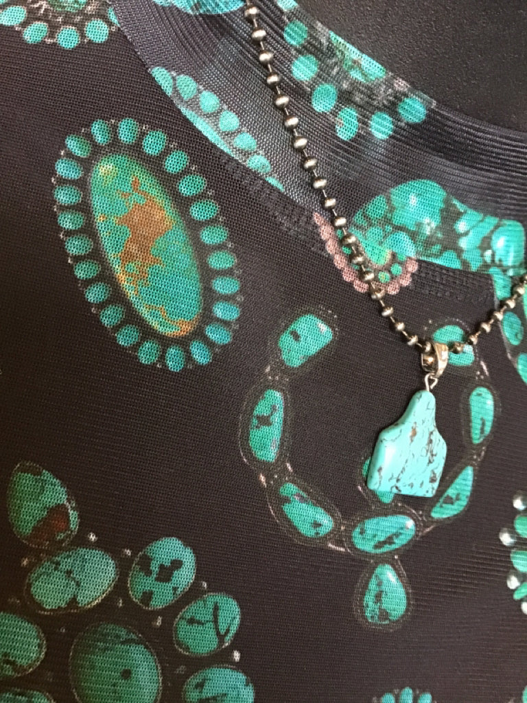 Turquoise Stones Mesh T Shirt - S to 3X