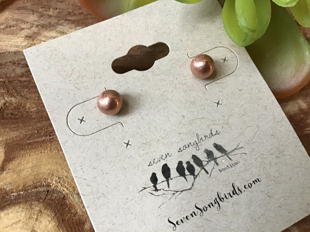 4 mm  Copper Navajo Style Pearl Stud Earrings