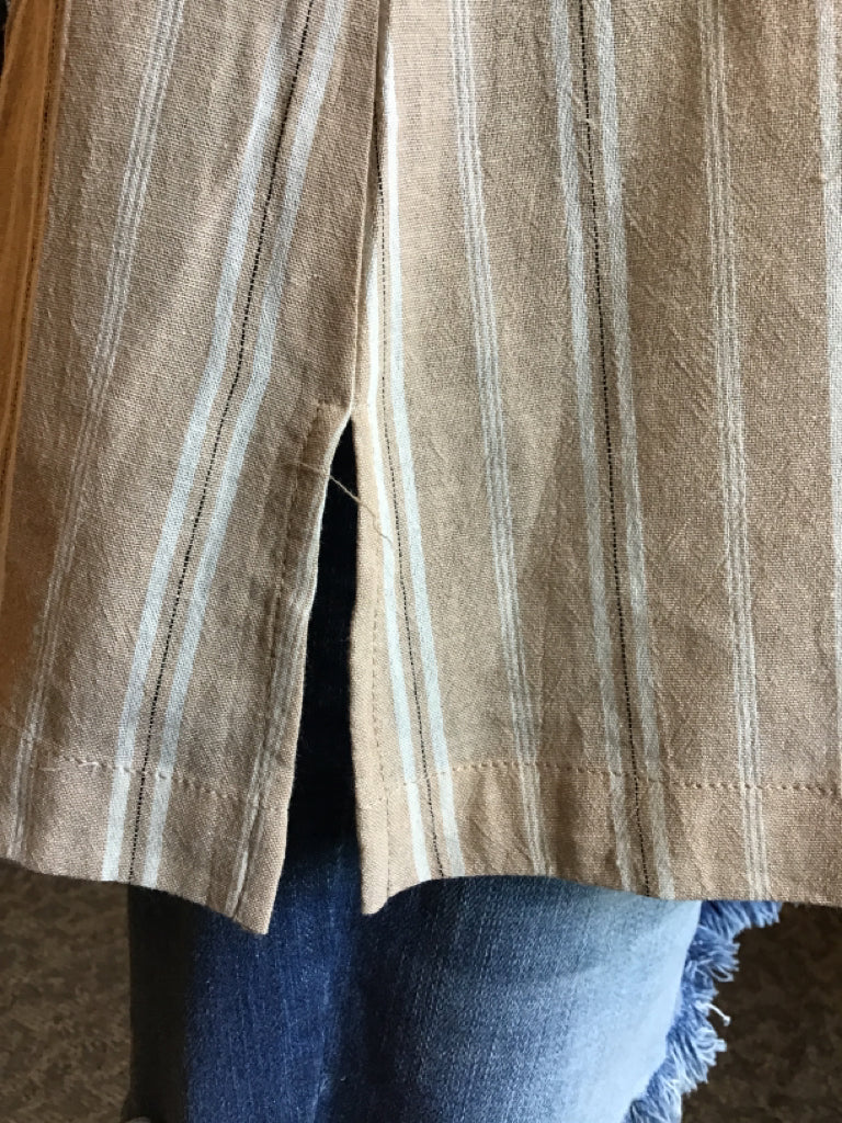 Taupe Cotton Striped Tank - S to XL