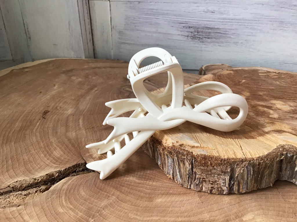 Ivory Bow Hair Claw Clip