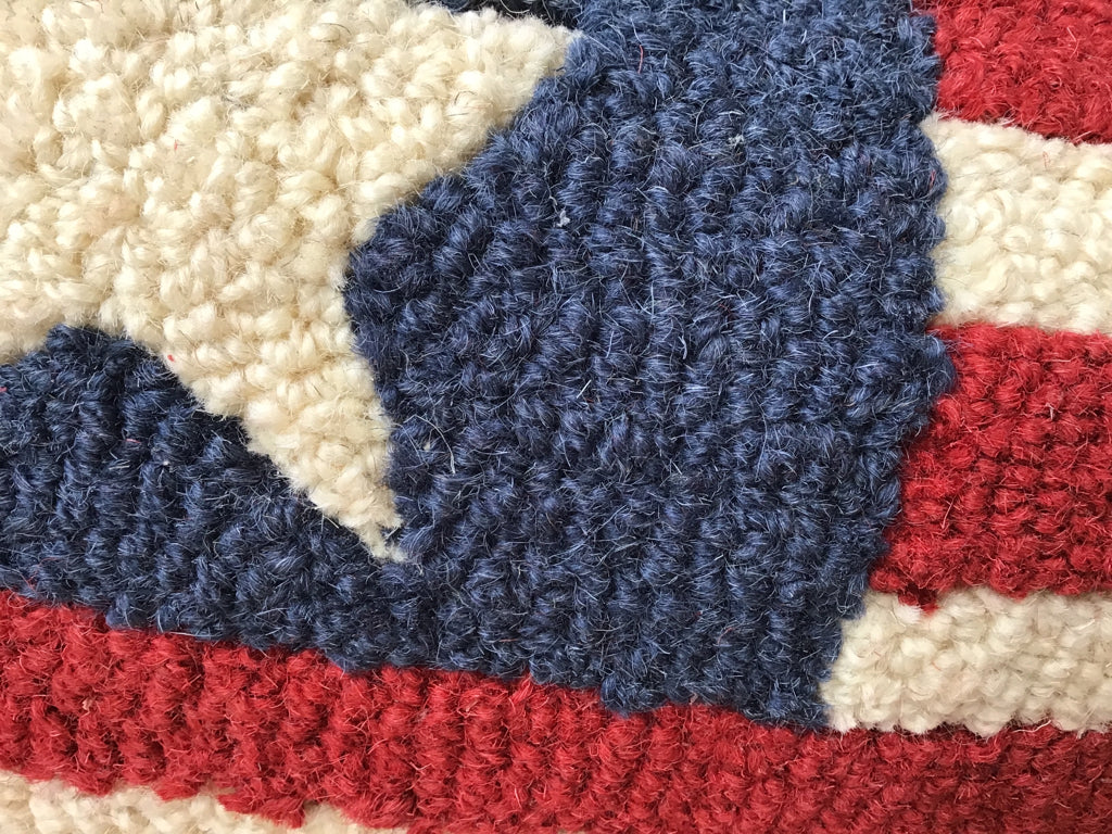 Hand Hooked Wool American Flag Pillow