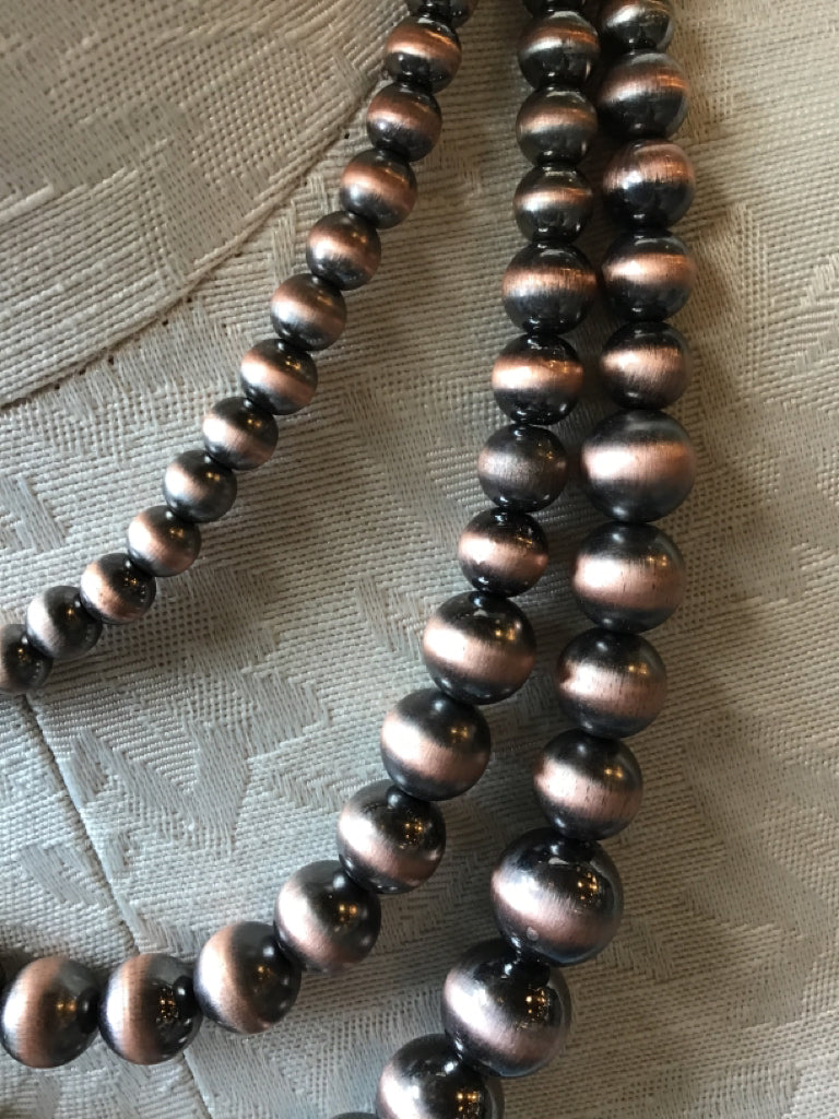 Triple Strand Graduated Copper Navajo Style Pearl Necklace