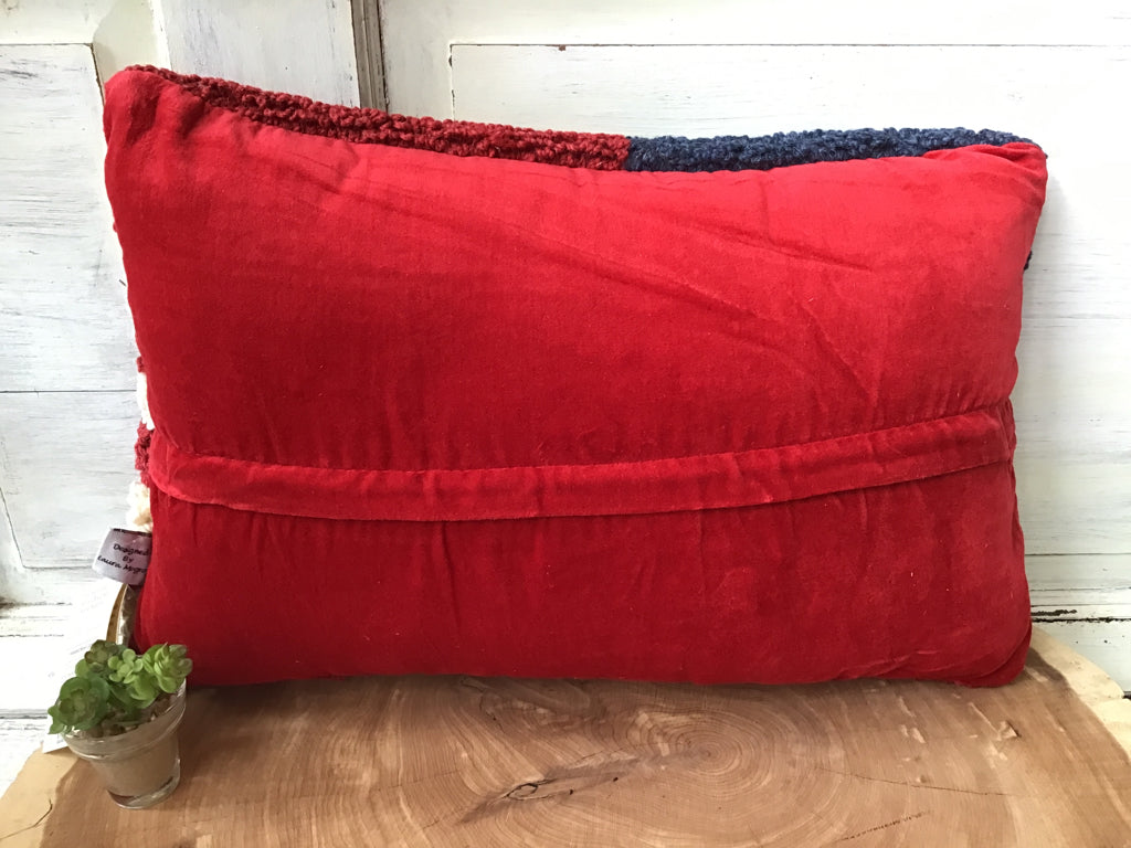 Hand Hooked Wool American Flag Pillow