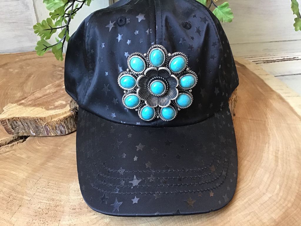 Turquoise Flower Brooch or Hat Pin