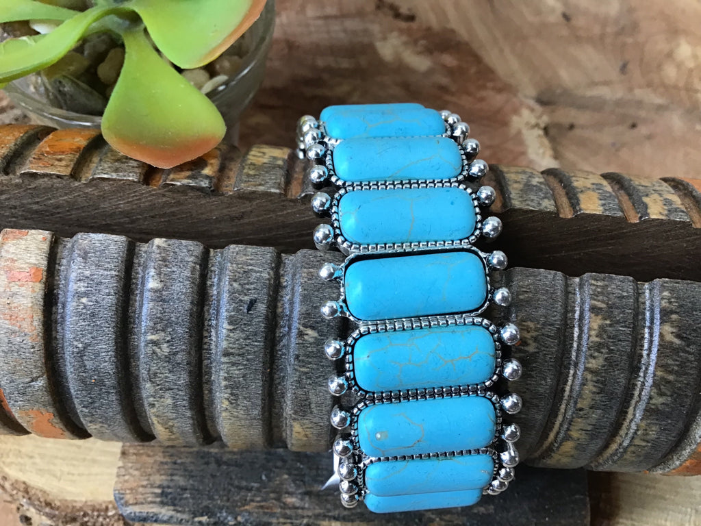 Turquoise Stone Stretch Wand Band Bracelet