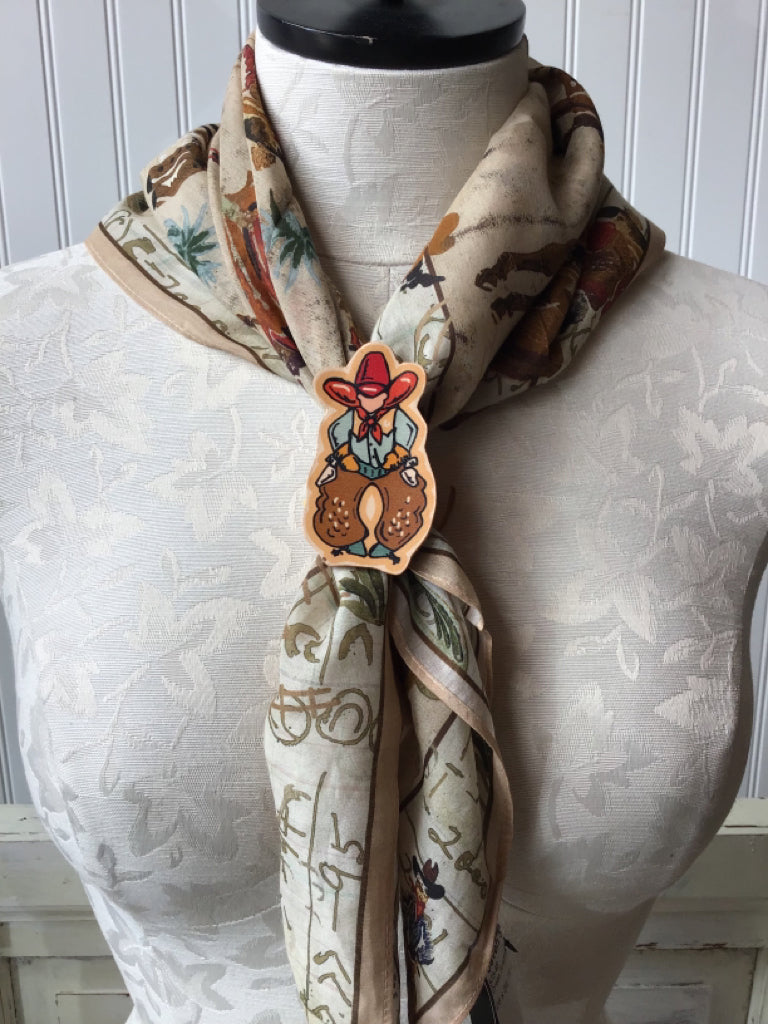 XOXO Art Leather Hand Drawn Art Scarf Slide