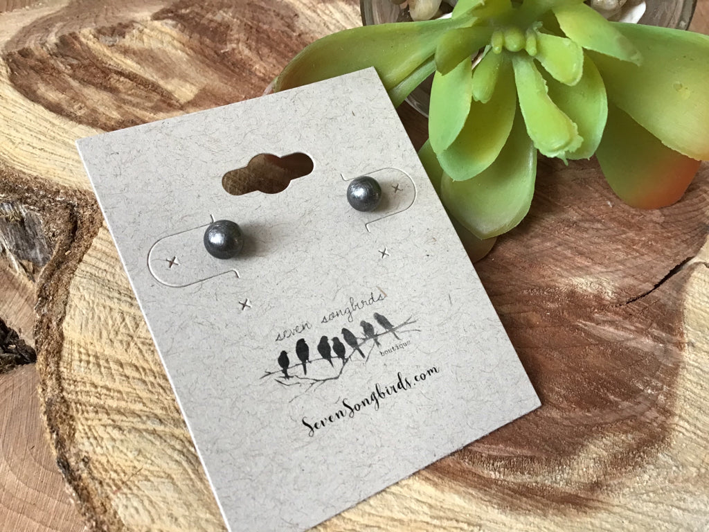 4 mm  Navajo Style Pearl Stud Earrings