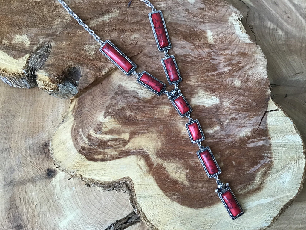 Red Stone Y Necklace