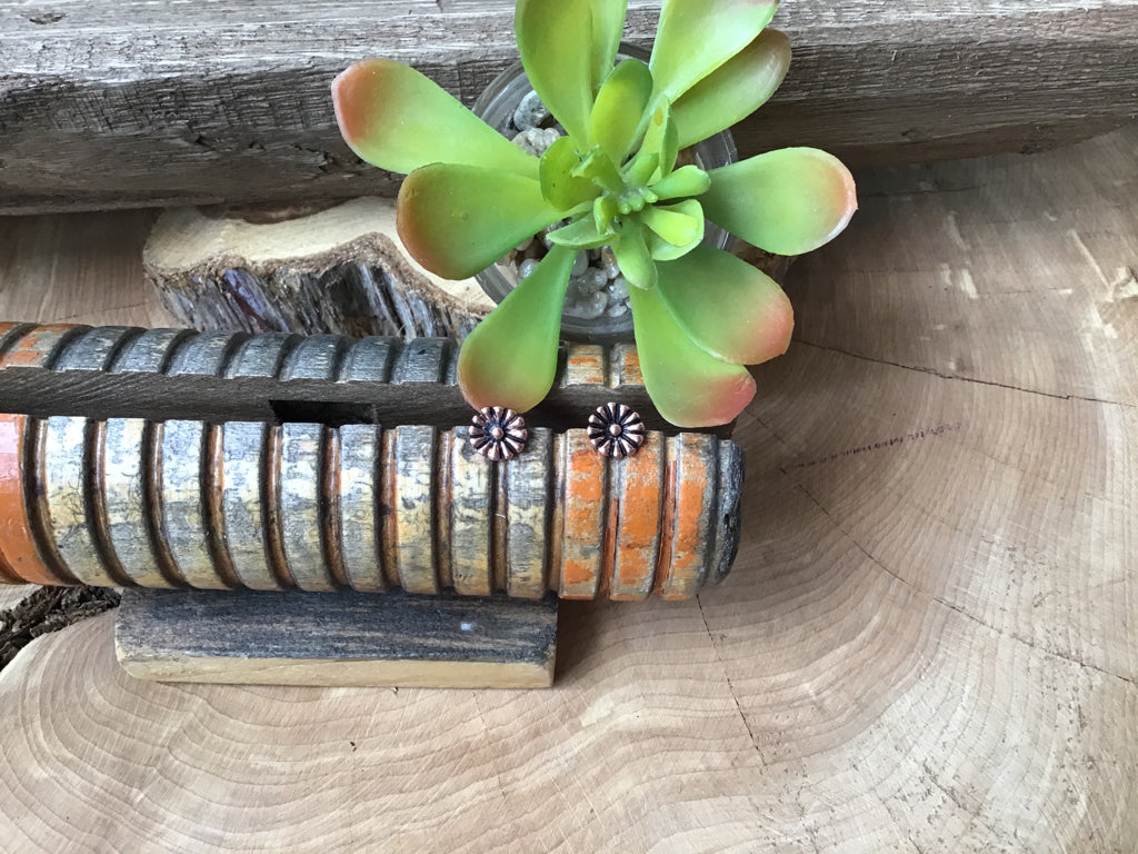 Copper Fluted Stud Earrings