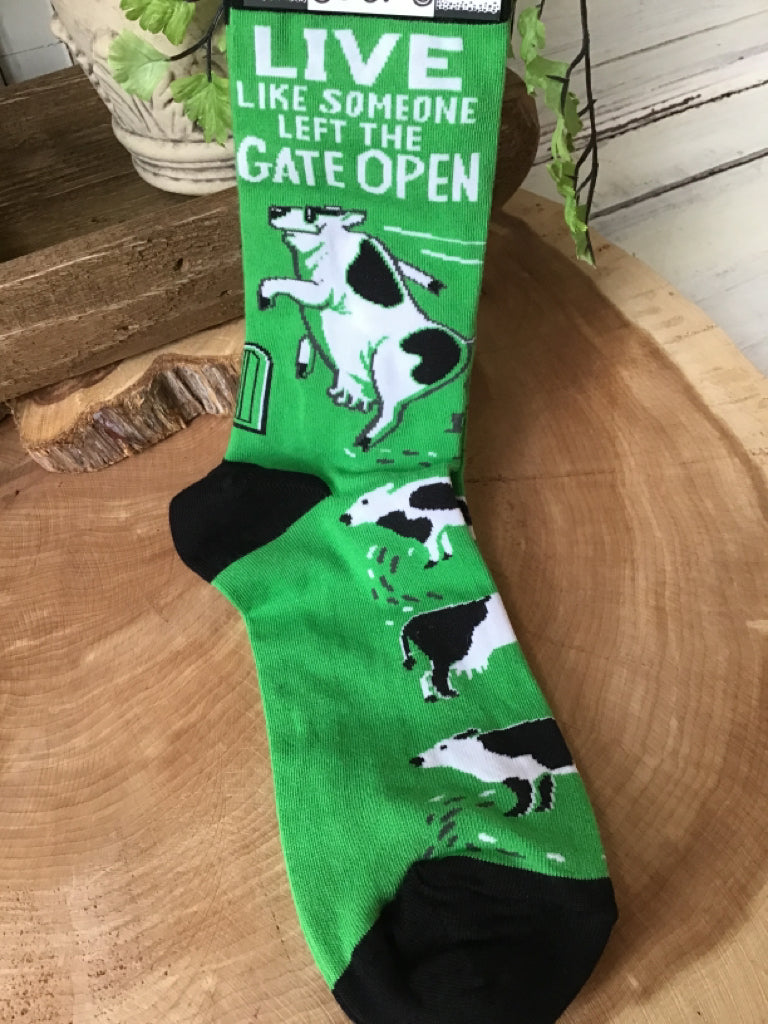 Live Like Someone Left the Gate Open Socks