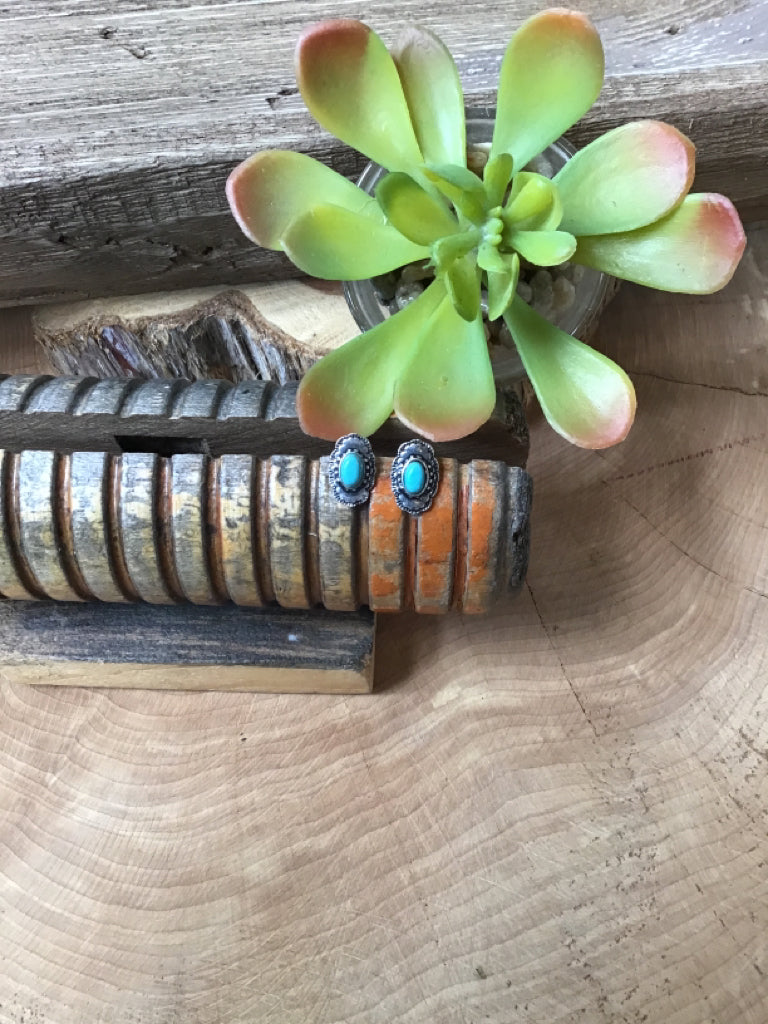 Oval Turquoise Stud Earrings