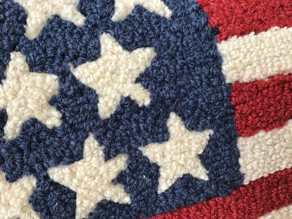 Hand Hooked Wool American Flag Pillow