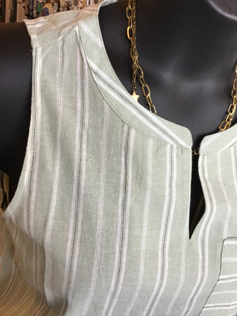 Mint Cotton Striped Tank - S to XL