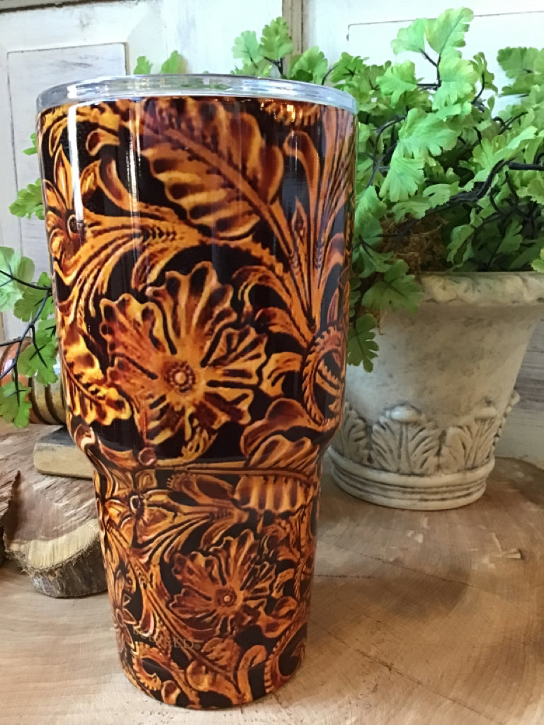 Tooled Leather Look Tumbler