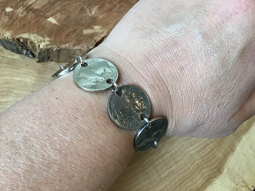 Handmade Real Buffalo Nickel Bracelet