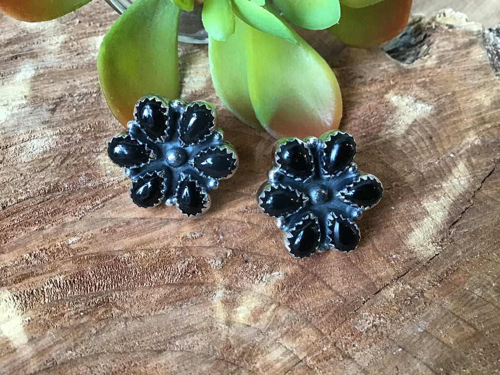 Handmade Wild Horse Magnesite Floral Stud Earrings