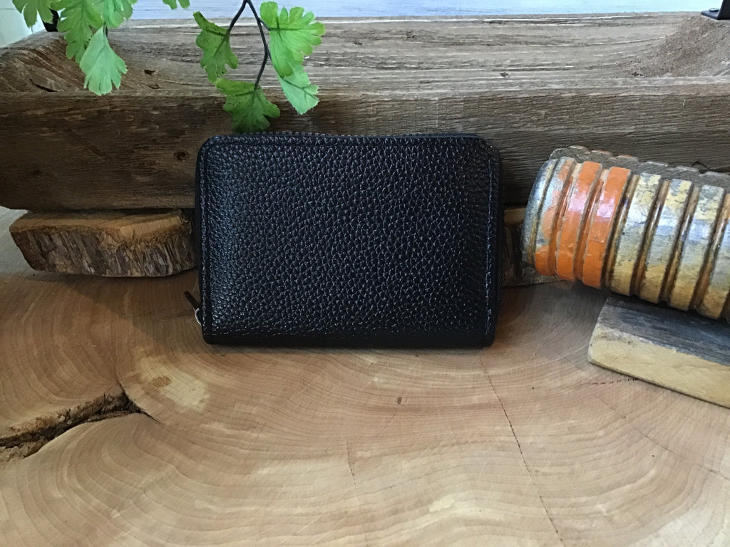 Black Zip Round Cardholder Wallet