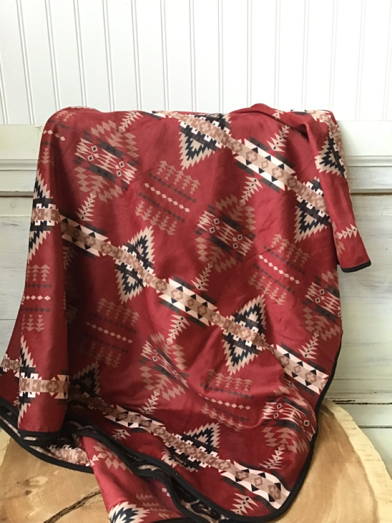 Rust Aztec & Animal Print Blanket