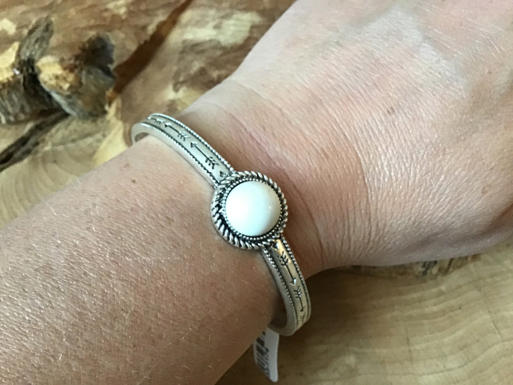 Natural White Stone Cuff Bracelet