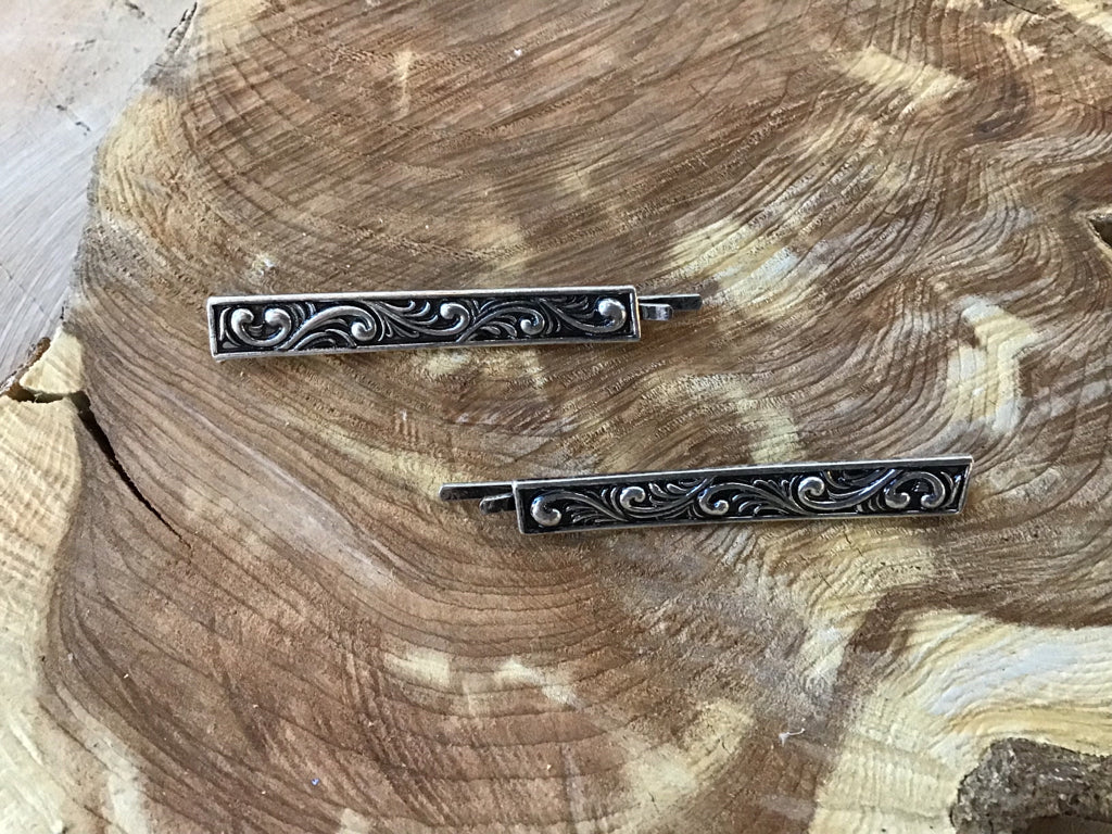 Engraved Silver Bar Bobby Pin Set