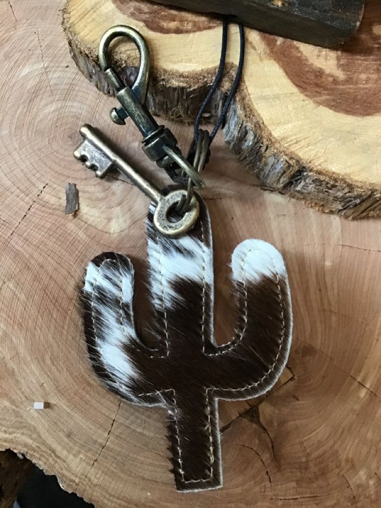 Cowhide Cactus Leather Key Chain